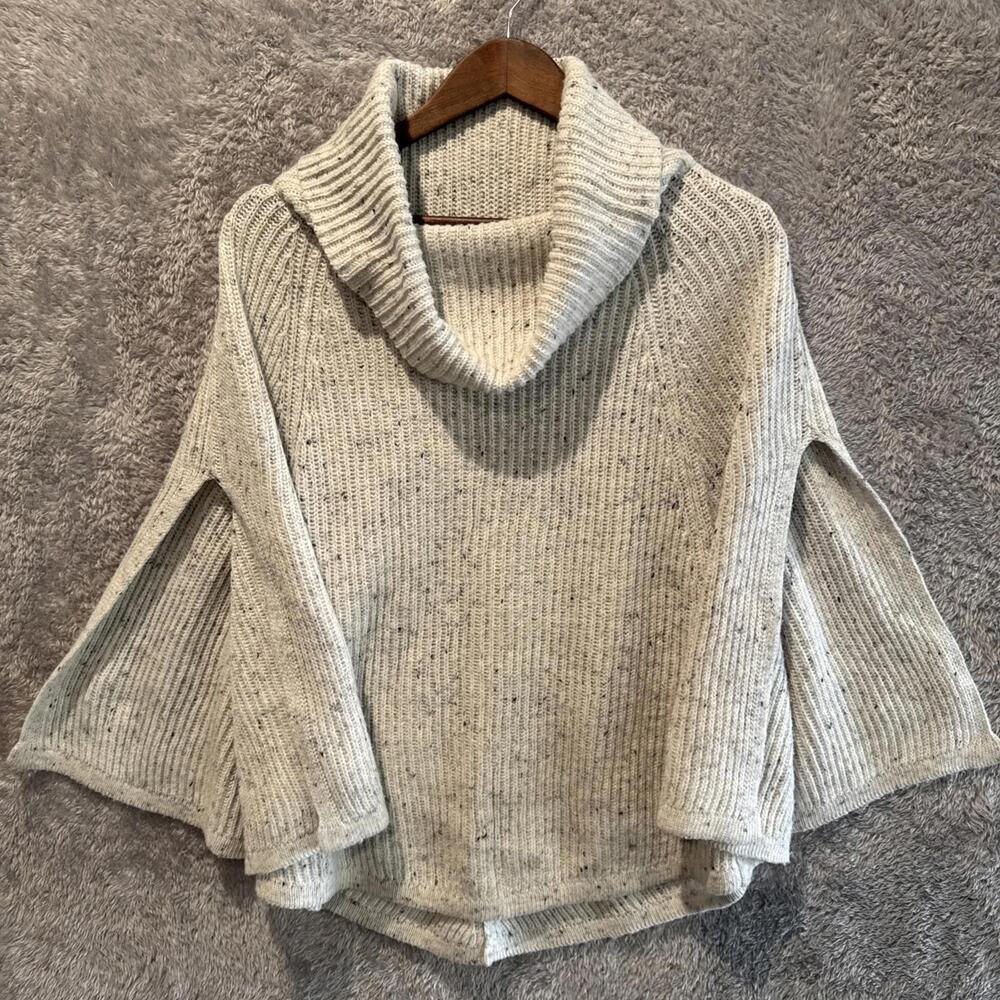 Universal Thread Women's Cowl Neck Poncho - Beige Oatmeal One Size Fall Vibes